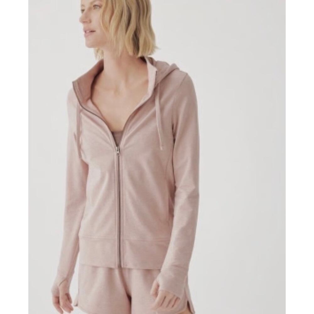 Pact Organic Cotton Zip Hoodie S Dusty Pink Minimalist Athleisure Sustainable